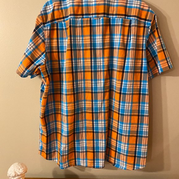 Club Room 3XL Men's buttondown SS Shirt, orange, blue, white color - Picture 5 of 5